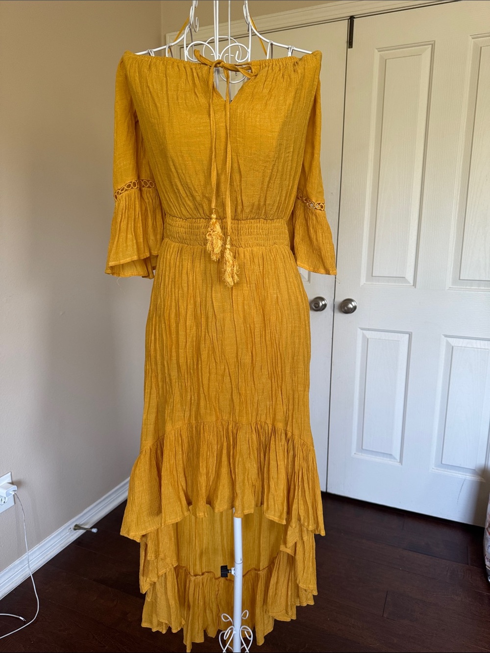 Summer Yellow boho Maxi long/short Dress with Tassel Tie-worn once for photos ☀️